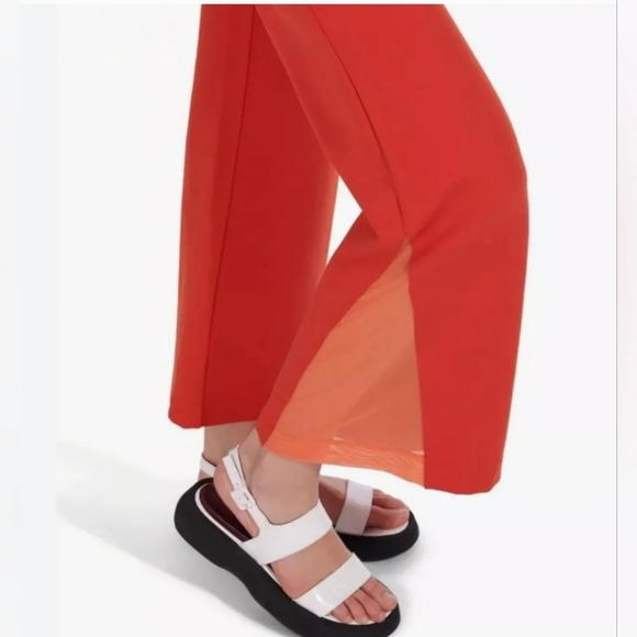 STAUD Carmine Red Colorblock Nylon Blend Wide Leg Pants Size XS - Picture 3 of 12